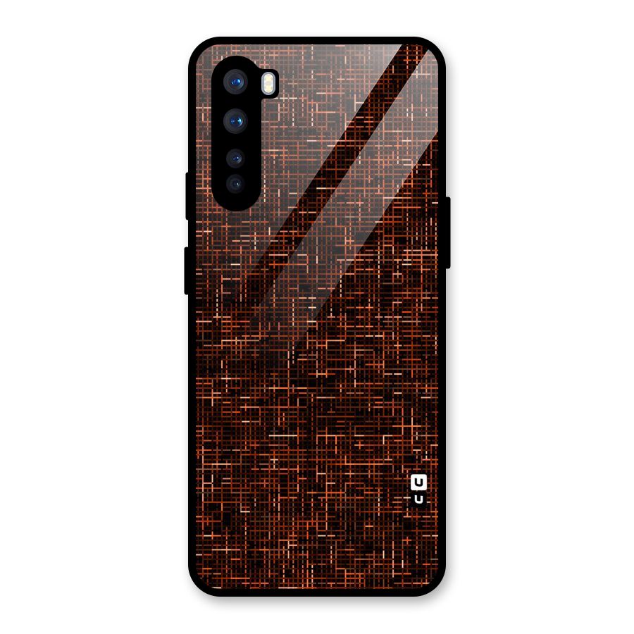 Criss Cross Brownred Pattern Glass Back Case for OnePlus Nord