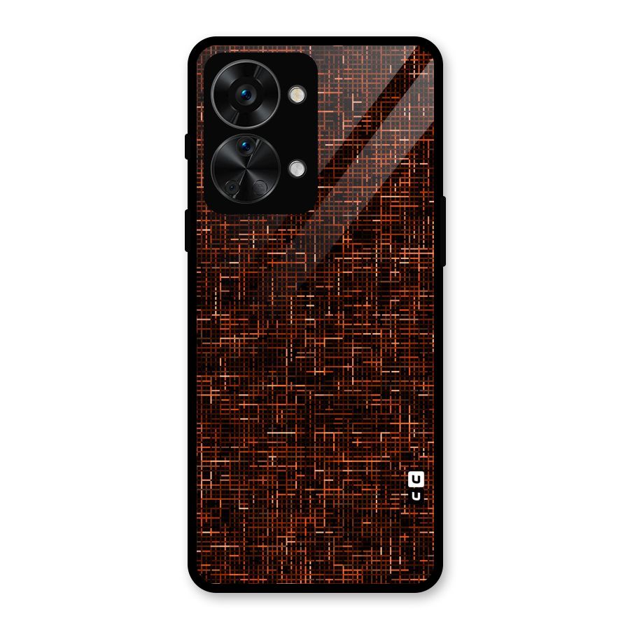 Criss Cross Brownred Pattern Glass Back Case for OnePlus Nord 2T