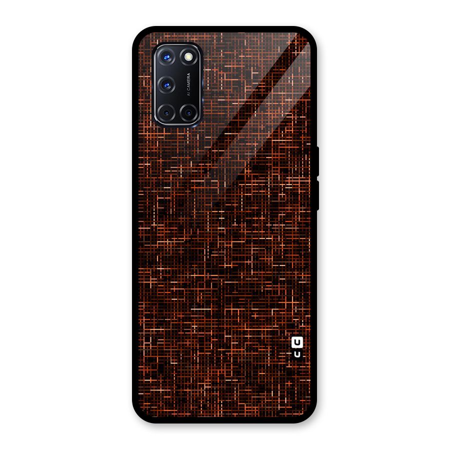 Criss Cross Brownred Pattern Glass Back Case for Oppo A52