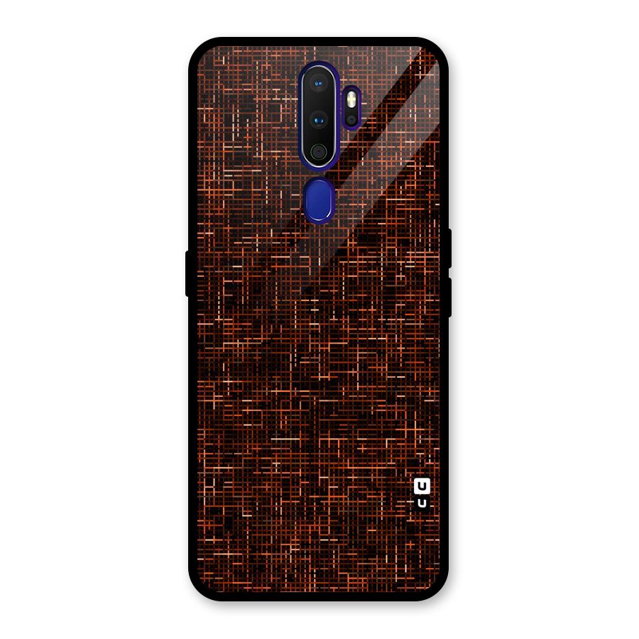 Criss Cross Brownred Pattern Glass Back Case for Oppo A9 (2020)