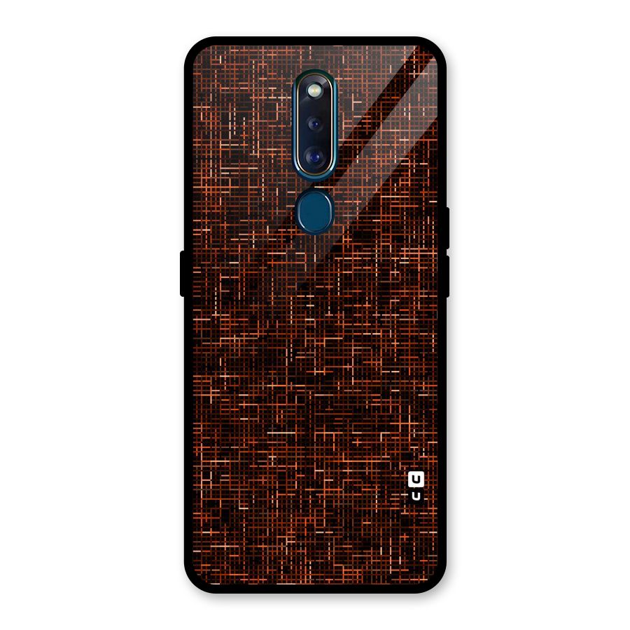 Criss Cross Brownred Pattern Glass Back Case for Oppo F11 Pro