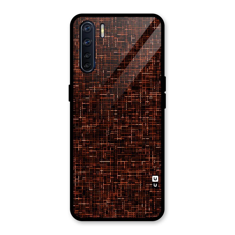 Criss Cross Brownred Pattern Glass Back Case for Oppo F15