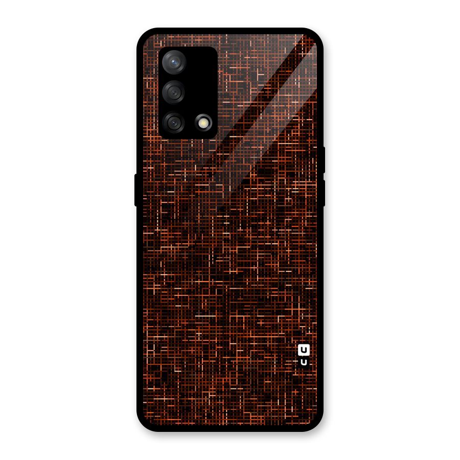 Criss Cross Brownred Pattern Glass Back Case for Oppo F19