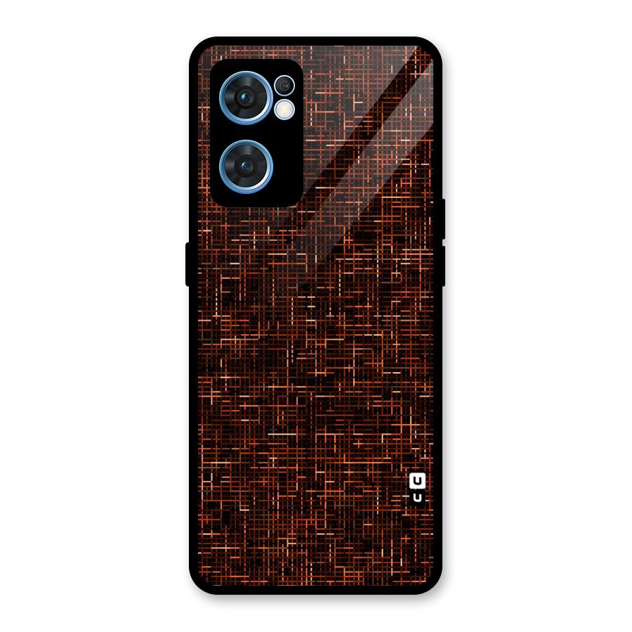 Criss Cross Brownred Pattern Glass Back Case for Oppo Reno7 5G
