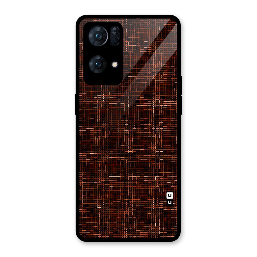 Criss Cross Brownred Pattern Glass Back Case for Oppo Reno7 Pro 5G