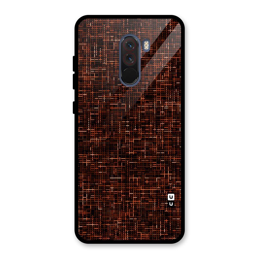 Criss Cross Brownred Pattern Glass Back Case for Poco F1