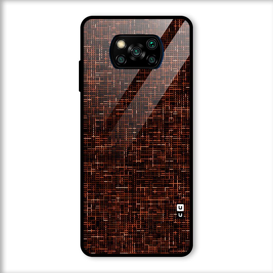 Criss Cross Brownred Pattern Glass Back Case for Poco X3