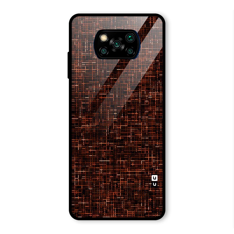 Criss Cross Brownred Pattern Glass Back Case for Poco X3 Pro