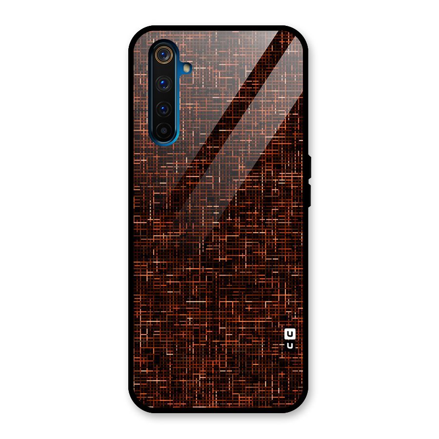 Criss Cross Brownred Pattern Glass Back Case for Realme 6 Pro