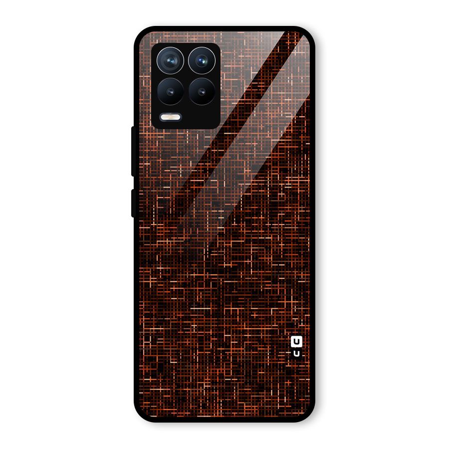 Criss Cross Brownred Pattern Glass Back Case for Realme 8 Pro