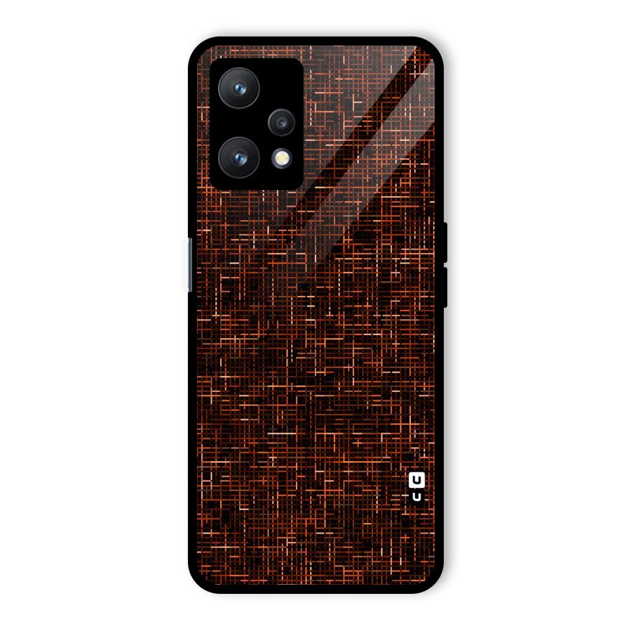 Criss Cross Brownred Pattern Glass Back Case for Realme 9 Pro 5G