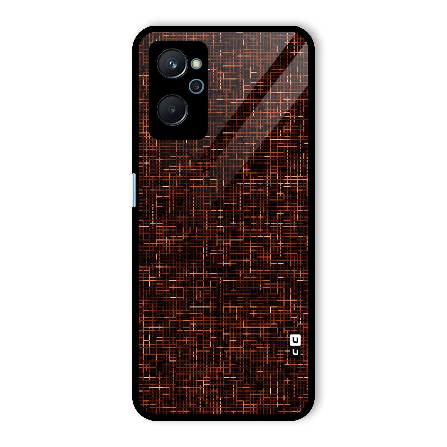 Criss Cross Brownred Pattern Glass Back Case for Realme 9i