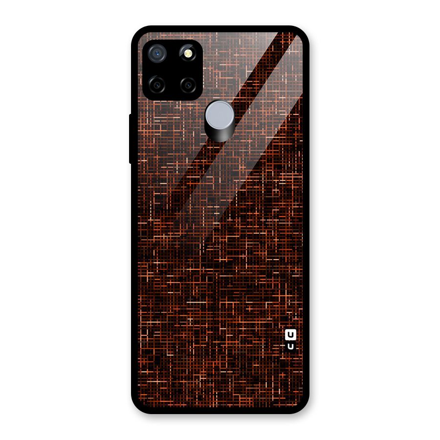 Criss Cross Brownred Pattern Glass Back Case for Realme C15