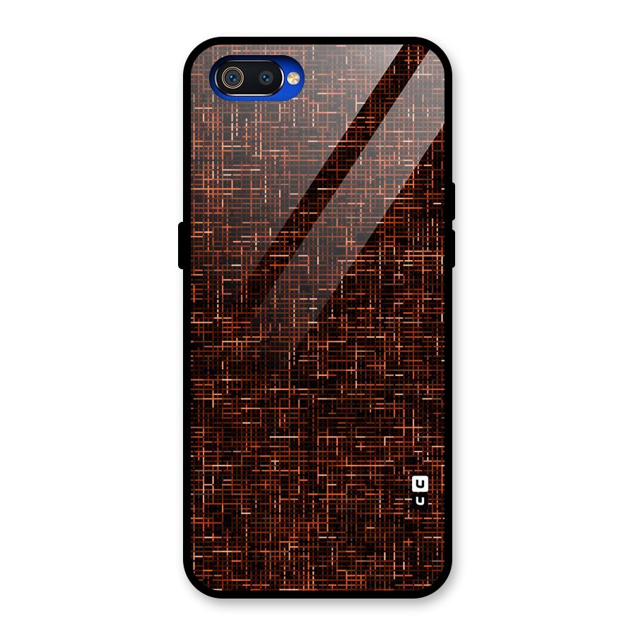 Criss Cross Brownred Pattern Glass Back Case for Realme C2