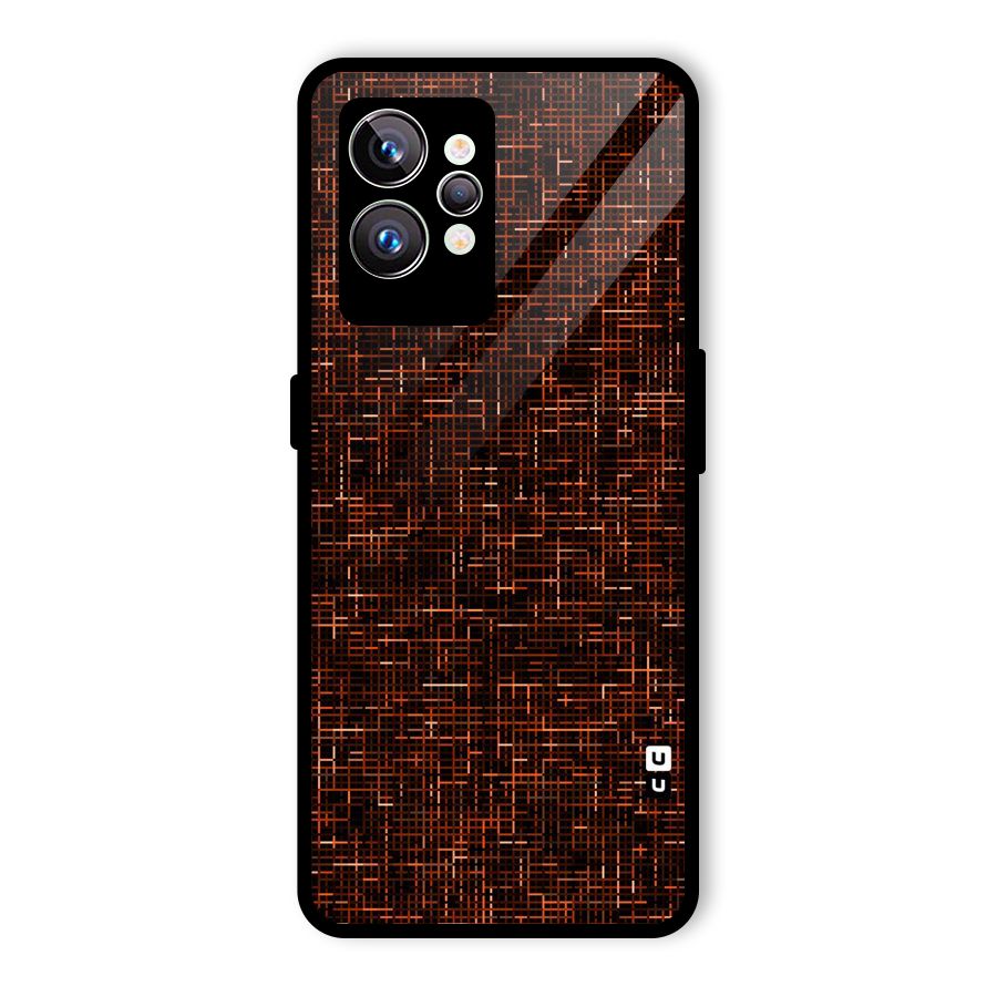 Criss Cross Brownred Pattern Glass Back Case for Realme GT2 Pro