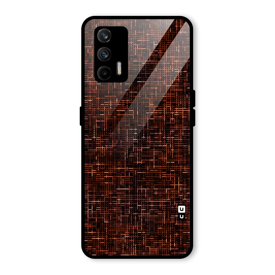 Criss Cross Brownred Pattern Glass Back Case for Realme GT 5G