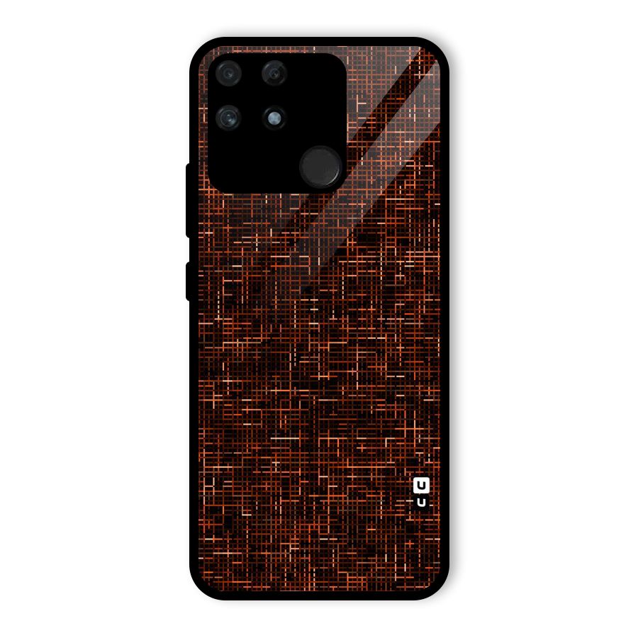 Criss Cross Brownred Pattern Glass Back Case for Realme Narzo 50A