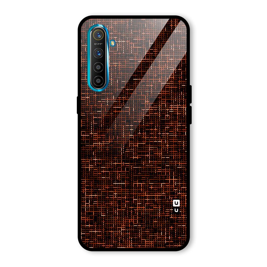 Criss Cross Brownred Pattern Glass Back Case for Realme XT