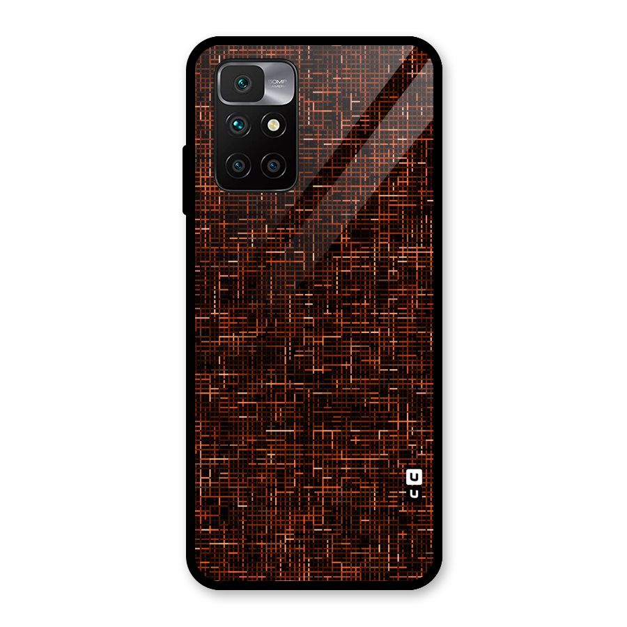 Criss Cross Brownred Pattern Glass Back Case for Redmi 10 Prime