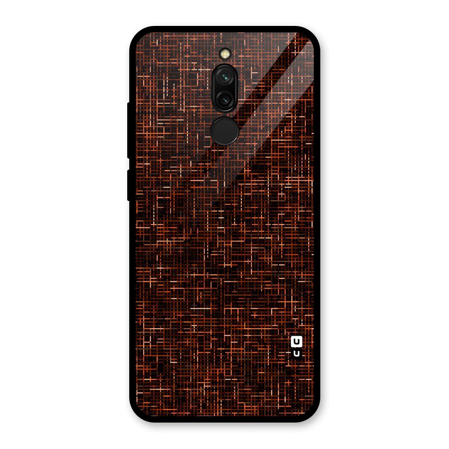 Criss Cross Brownred Pattern Glass Back Case for Redmi 8