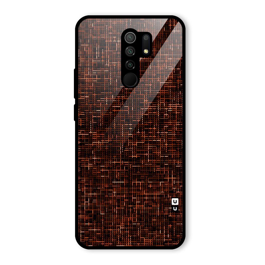 Criss Cross Brownred Pattern Glass Back Case for Redmi 9 Prime