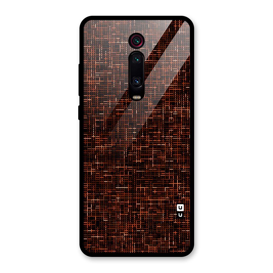 Criss Cross Brownred Pattern Glass Back Case for Redmi K20