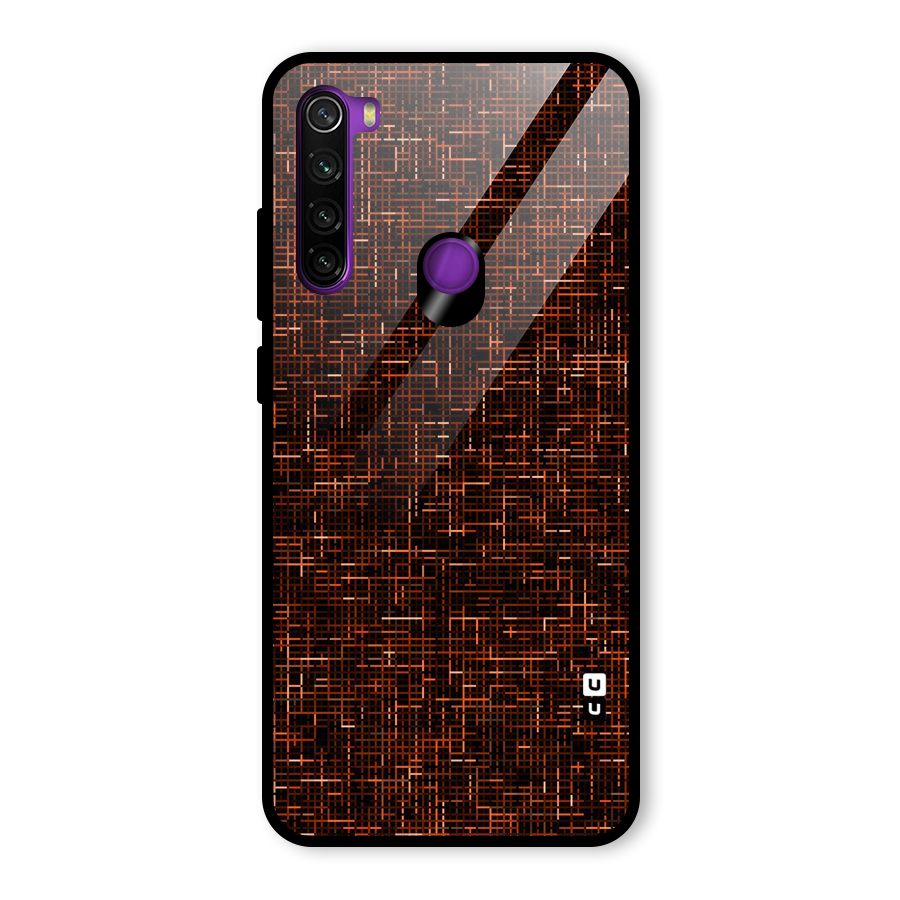 Criss Cross Brownred Pattern Glass Back Case for Redmi Note 8