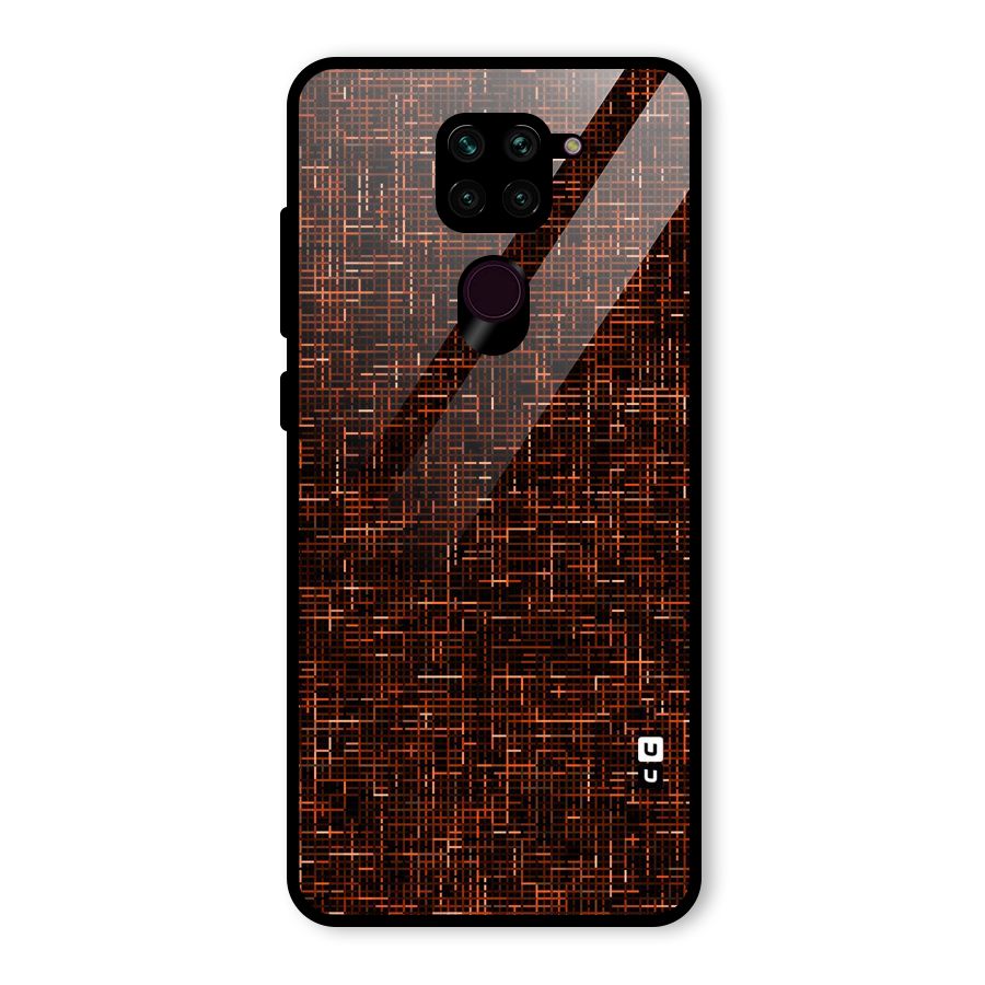 Criss Cross Brownred Pattern Glass Back Case for Redmi Note 9