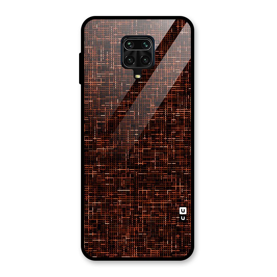 Criss Cross Brownred Pattern Glass Back Case for Redmi Note 9 Pro