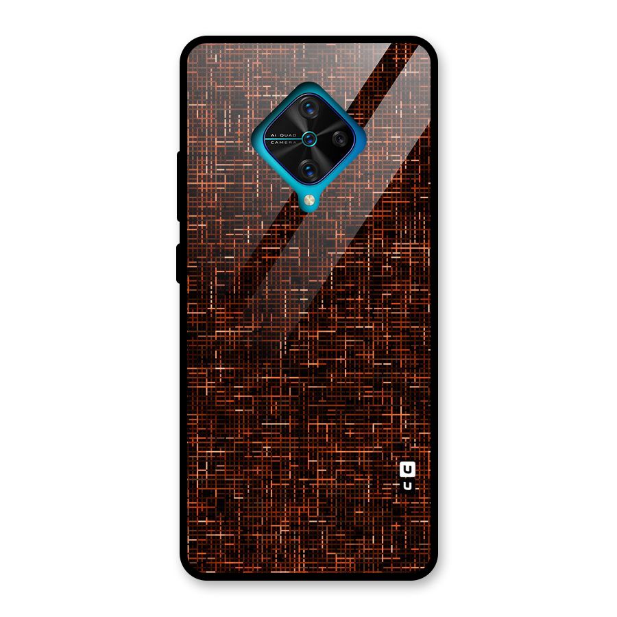 Criss Cross Brownred Pattern Glass Back Case for Vivo S1 Pro