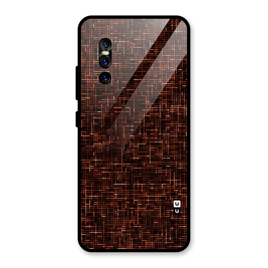 Criss Cross Brownred Pattern Glass Back Case for Vivo V15 Pro