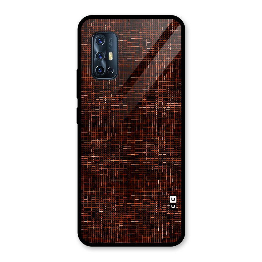 Criss Cross Brownred Pattern Glass Back Case for Vivo V17
