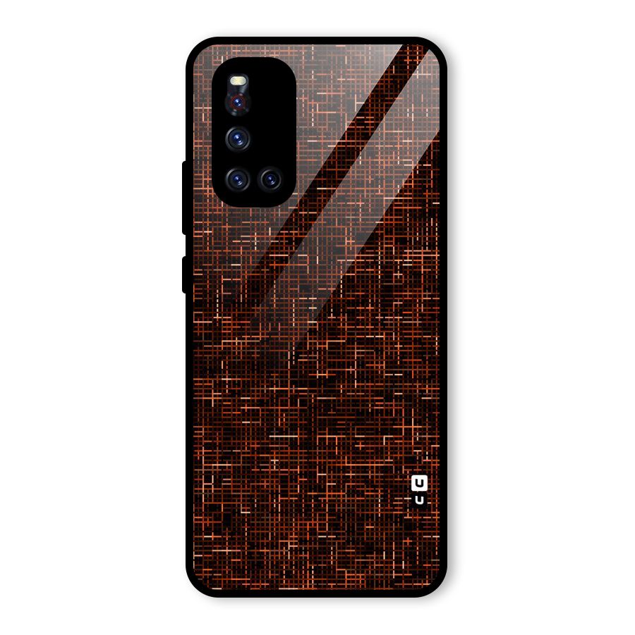 Criss Cross Brownred Pattern Glass Back Case for Vivo V19