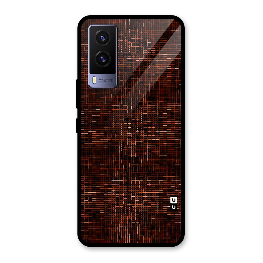 Criss Cross Brownred Pattern Glass Back Case for Vivo V21e 5G