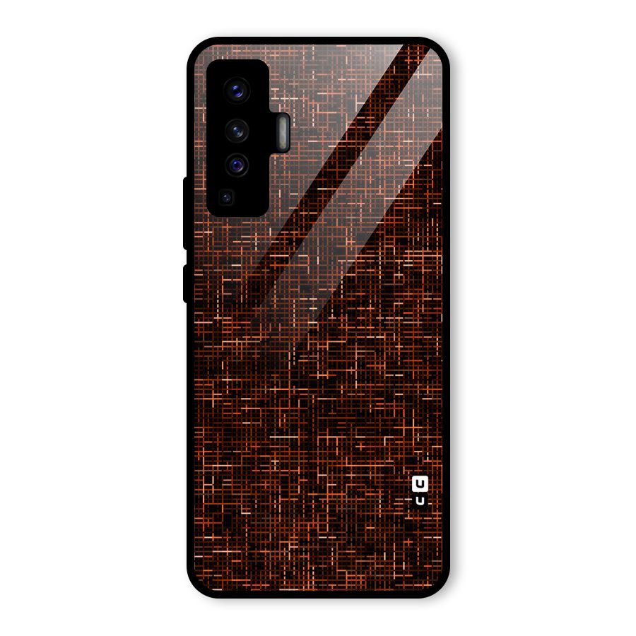 Criss Cross Brownred Pattern Glass Back Case for Vivo X50