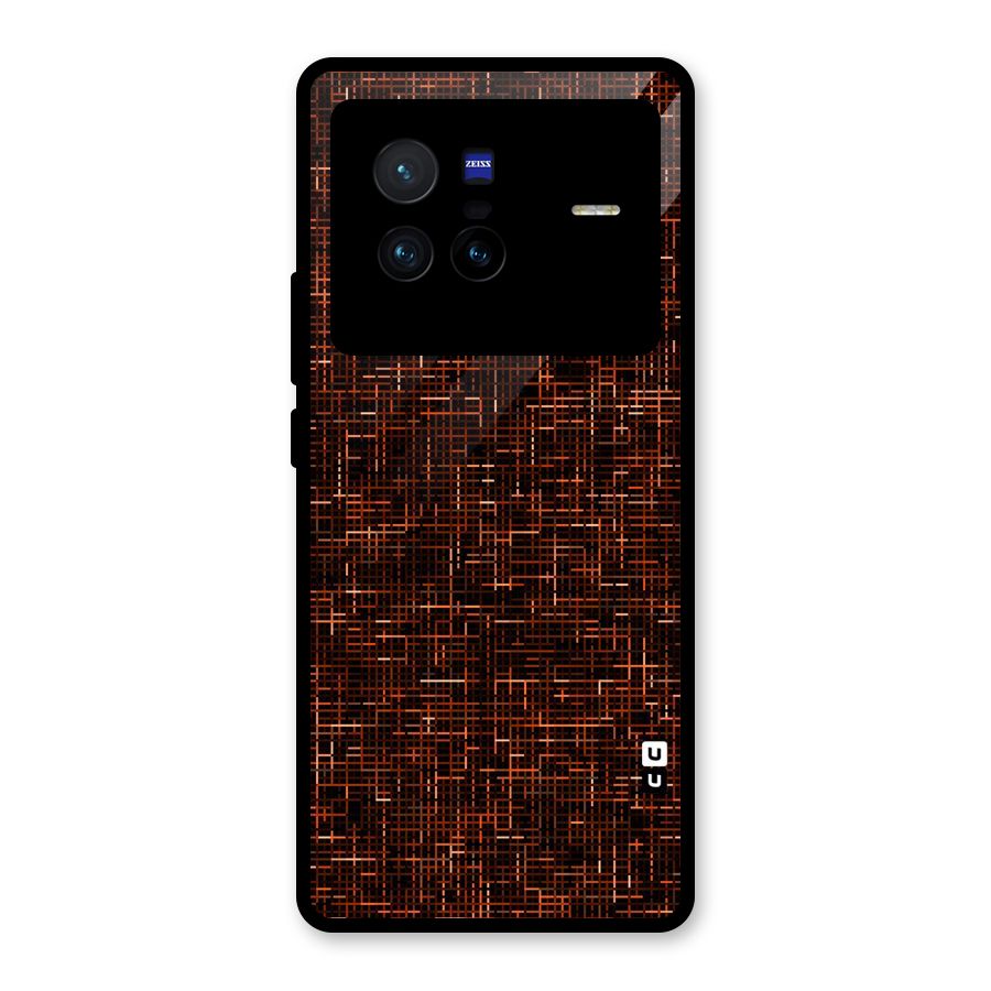 Criss Cross Brownred Pattern Glass Back Case for Vivo X80