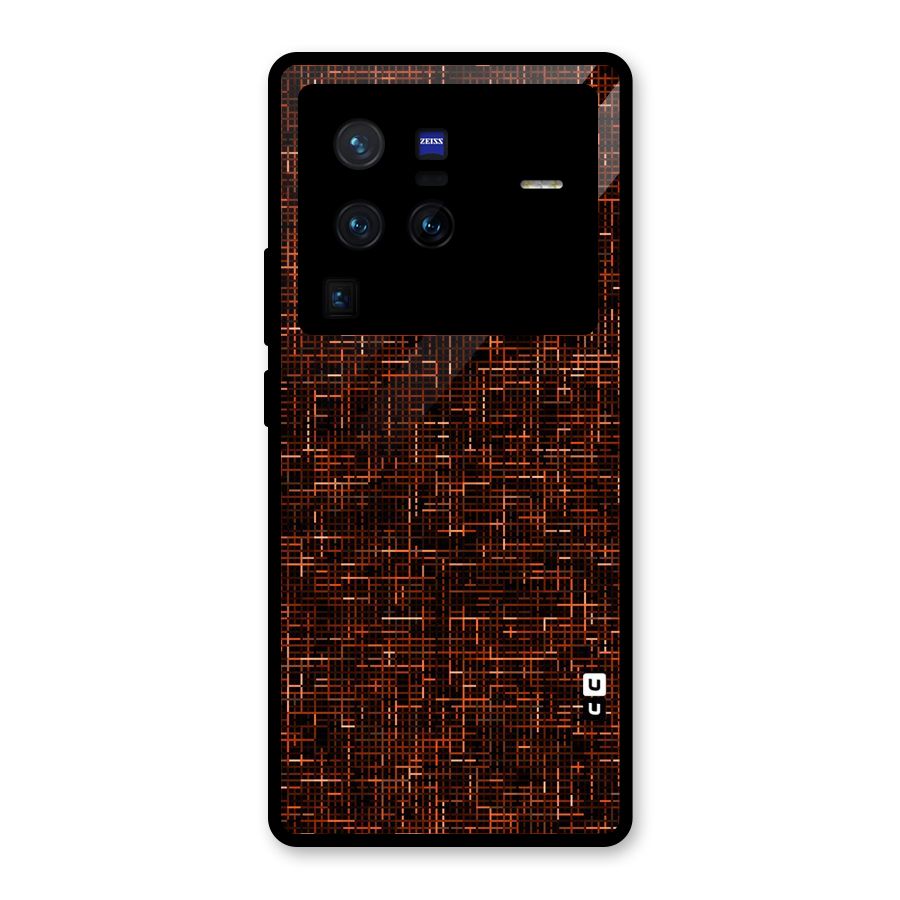 Criss Cross Brownred Pattern Glass Back Case for Vivo X80 Pro