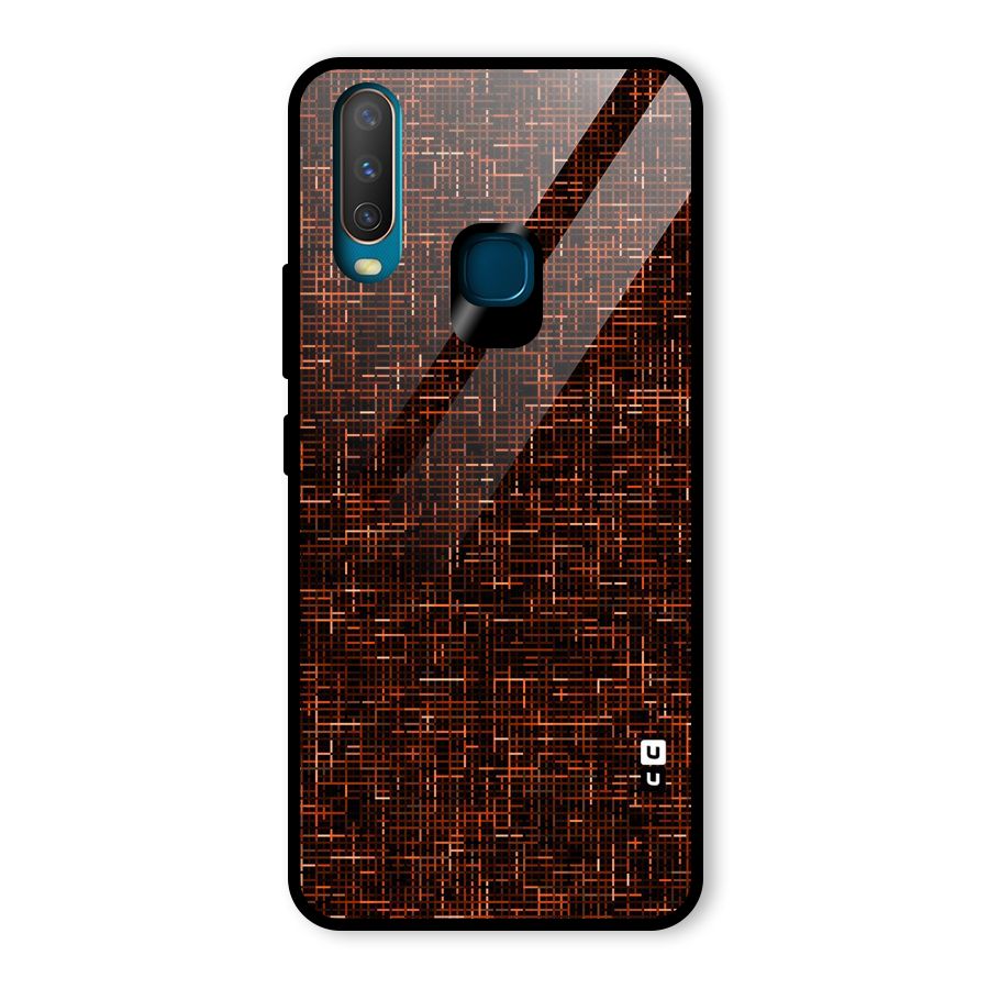 Criss Cross Brownred Pattern Glass Back Case for Vivo Y15
