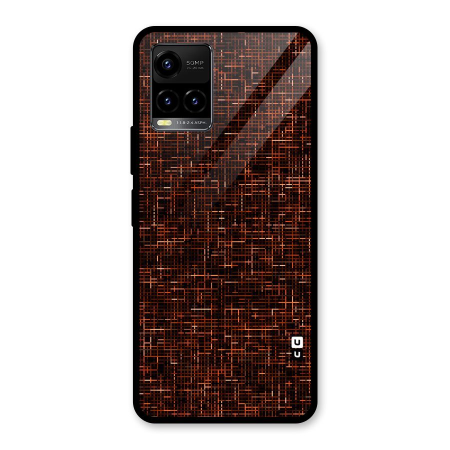 Criss Cross Brownred Pattern Glass Back Case for Vivo Y21T