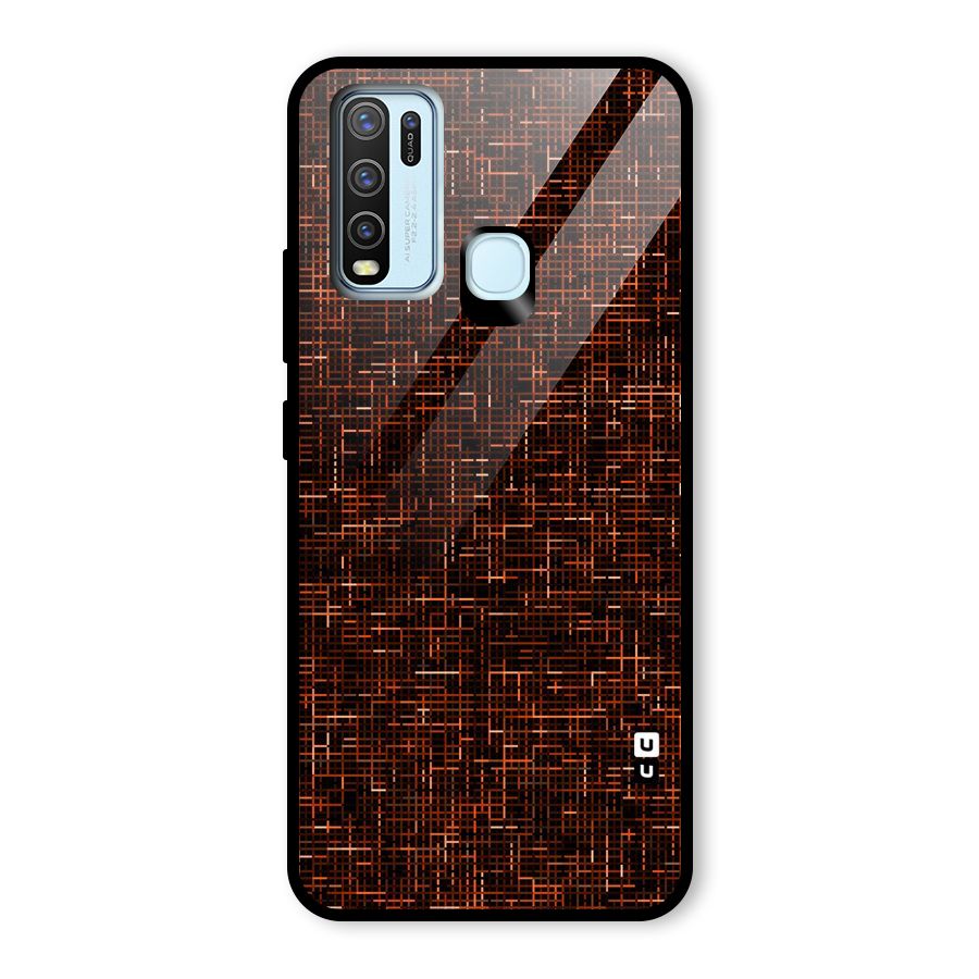 Criss Cross Brownred Pattern Glass Back Case for Vivo Y30