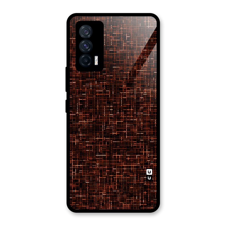 Criss Cross Brownred Pattern Glass Back Case for Vivo iQOO 7 5G