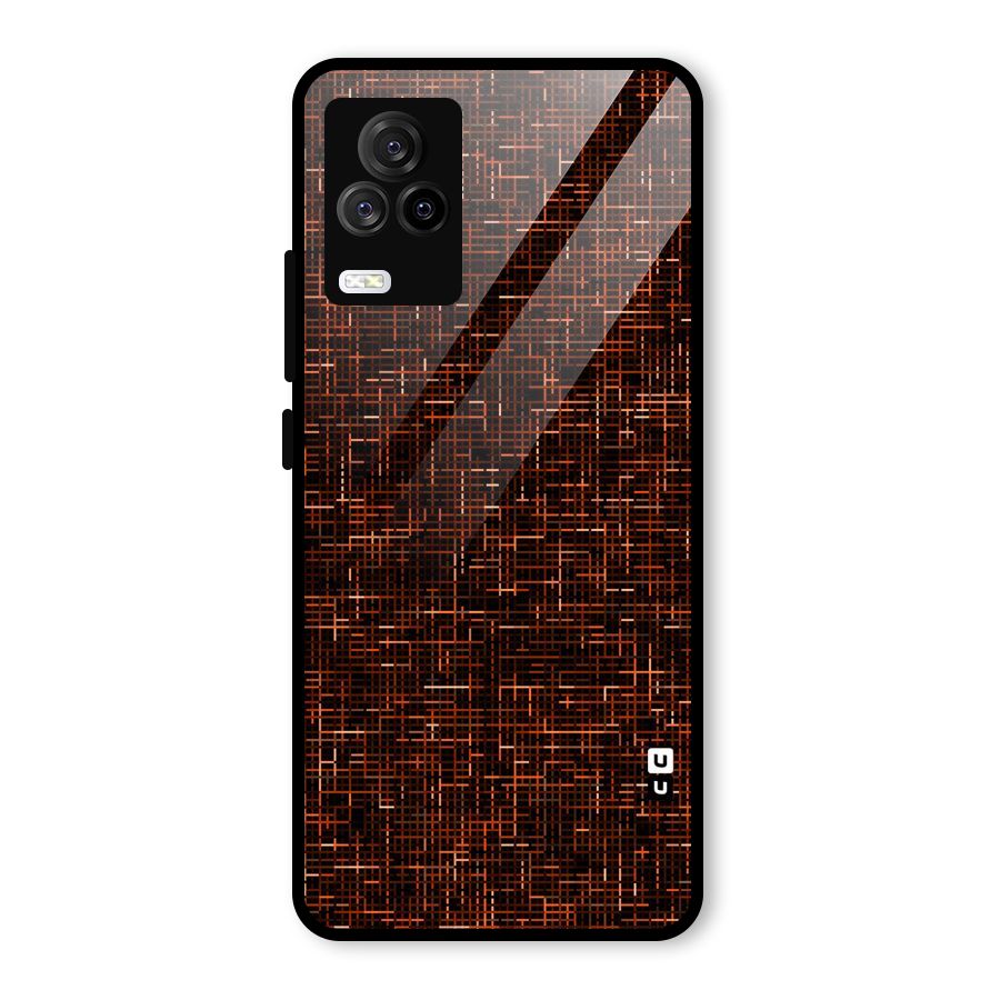 Criss Cross Brownred Pattern Glass Back Case for Vivo iQOO 7 Legend 5G