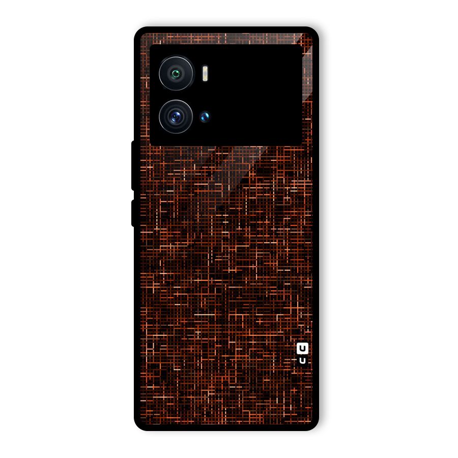 Criss Cross Brownred Pattern Glass Back Case for Vivo iQOO 9 Pro
