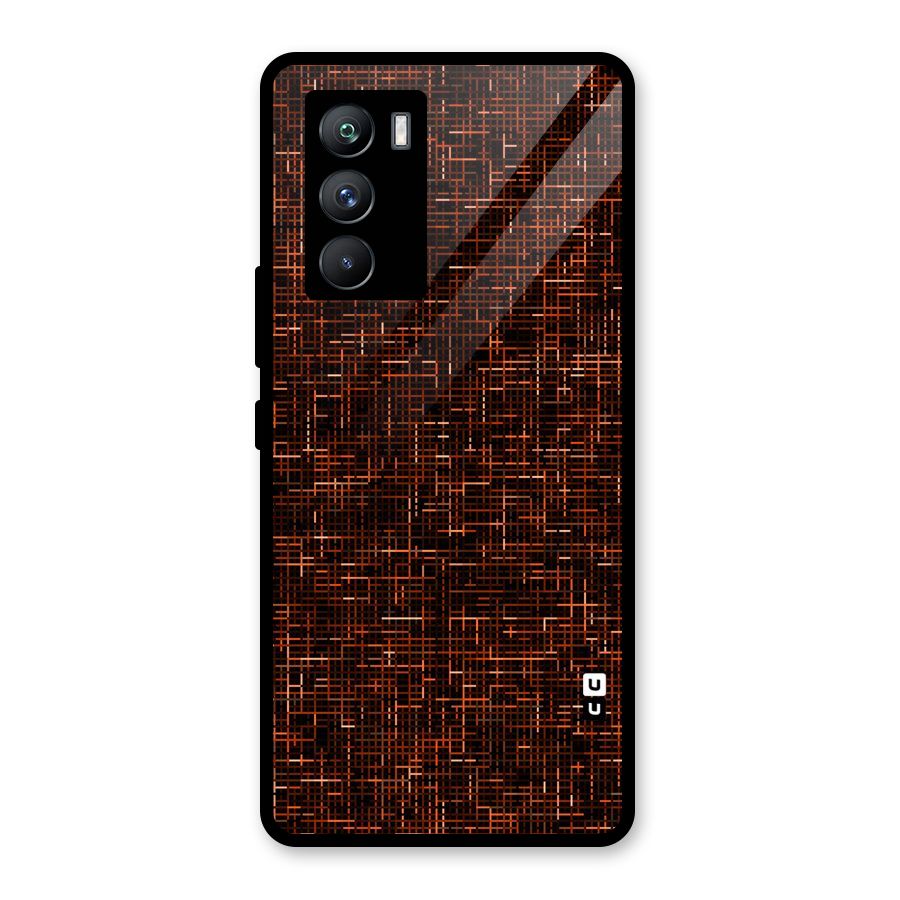 Criss Cross Brownred Pattern Glass Back Case for Vivo iQOO 9 SE