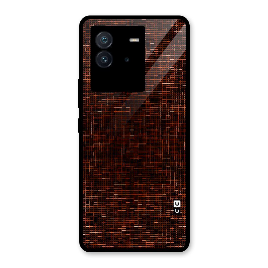 Criss Cross Brownred Pattern Glass Back Case for Vivo iQOO Neo 6 5G
