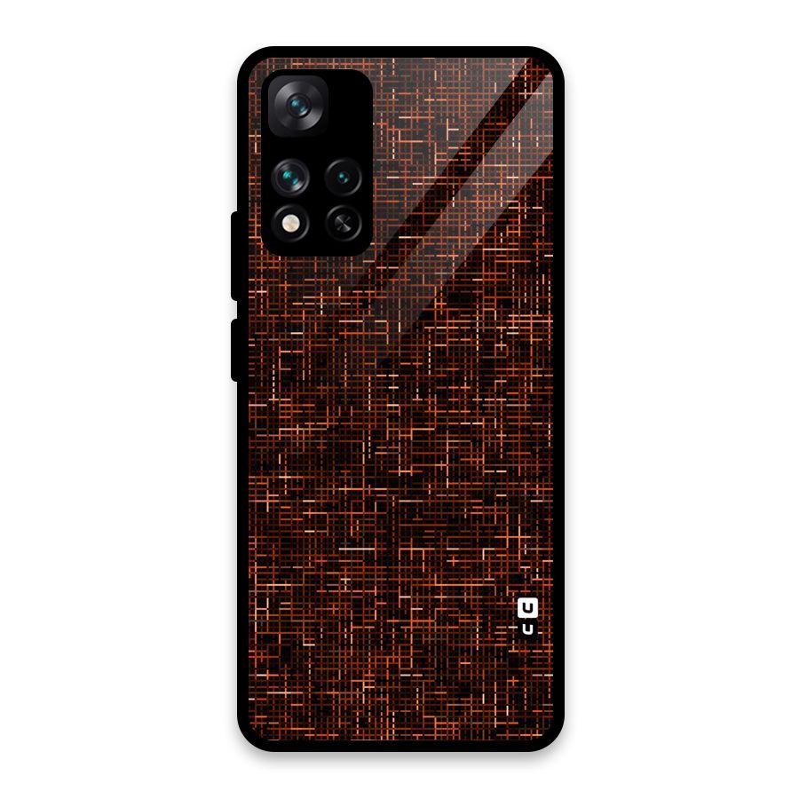 Criss Cross Brownred Pattern Glass Back Case for Xiaomi 11i 5G