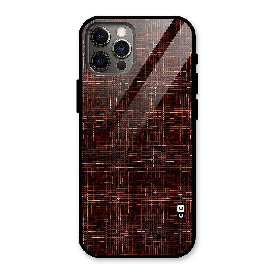 Criss Cross Brownred Pattern Glass Back Case for iPhone 12 Pro