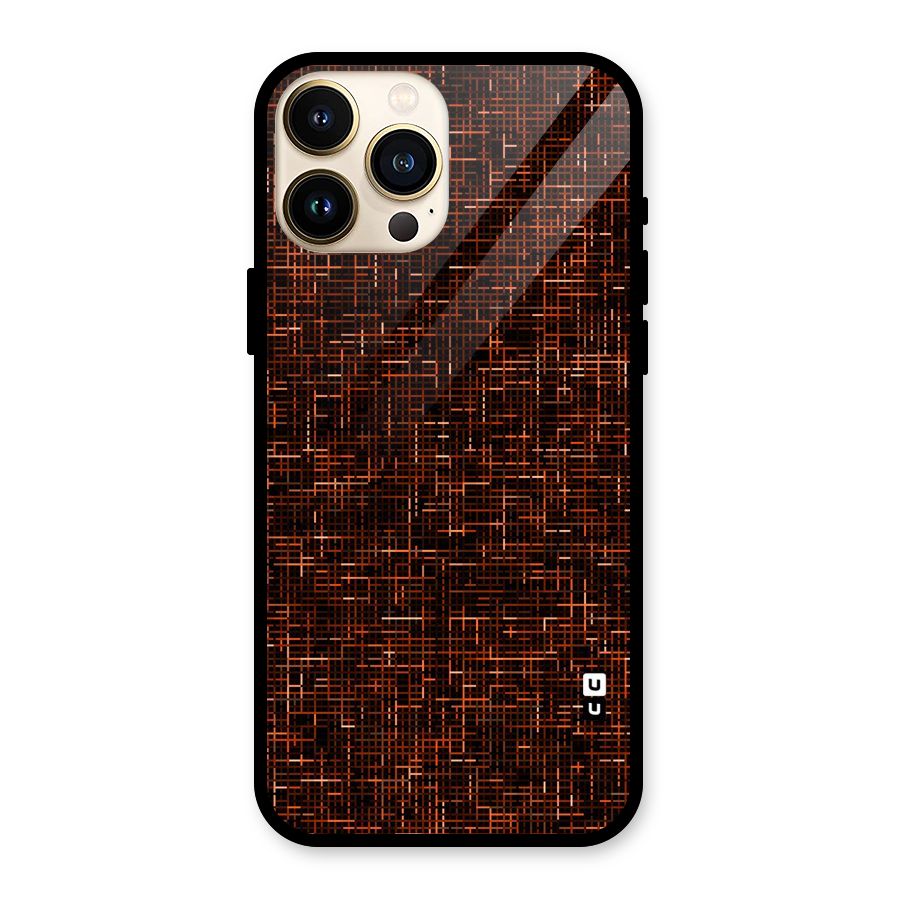 Criss Cross Brownred Pattern Glass Back Case for iPhone 13 Pro Max