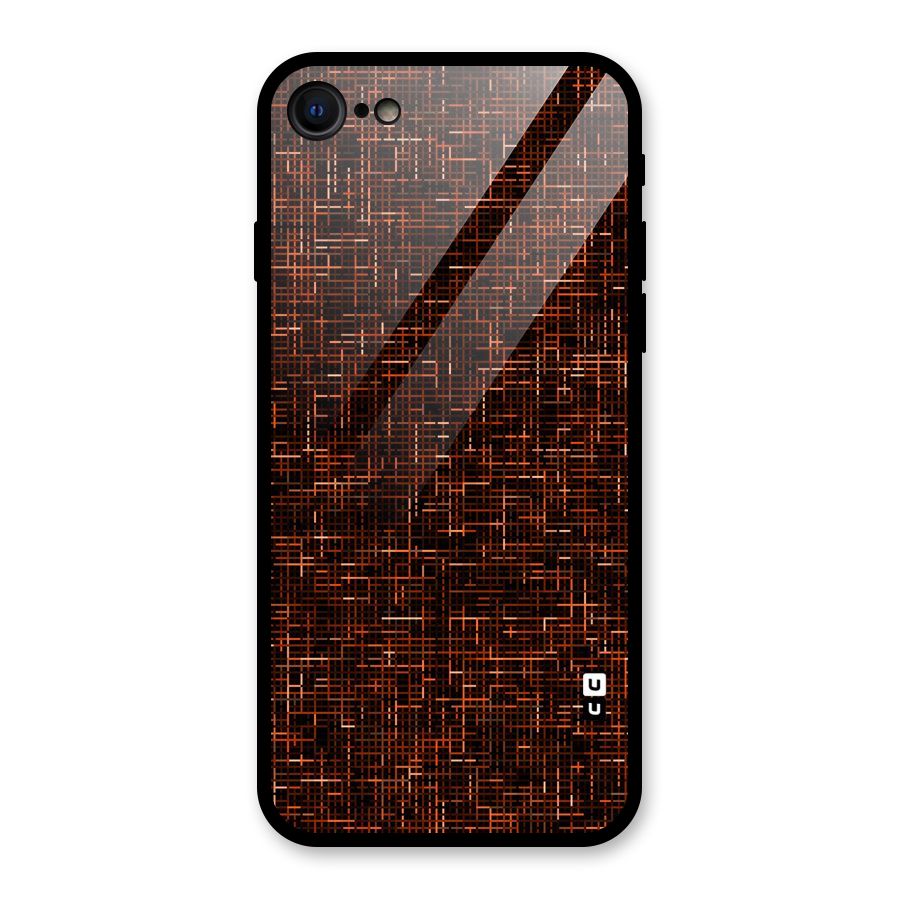 Criss Cross Brownred Pattern Glass Back Case for iPhone SE 2022