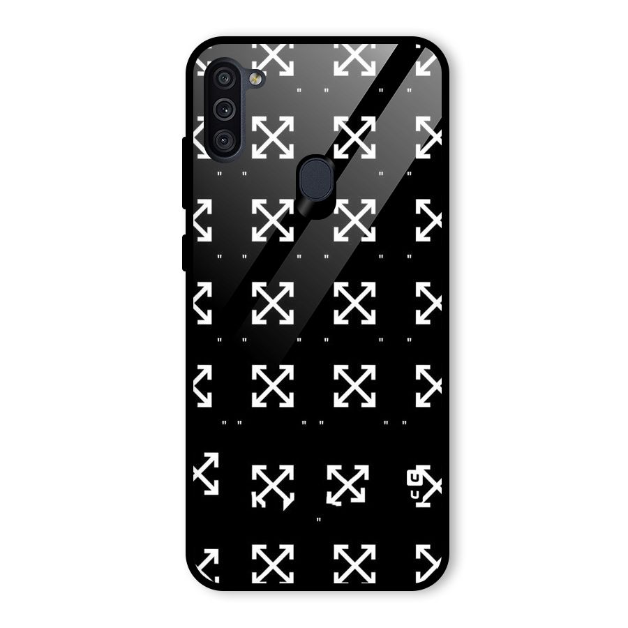 Cross Arrow Black Glass Back Case for Galaxy M11